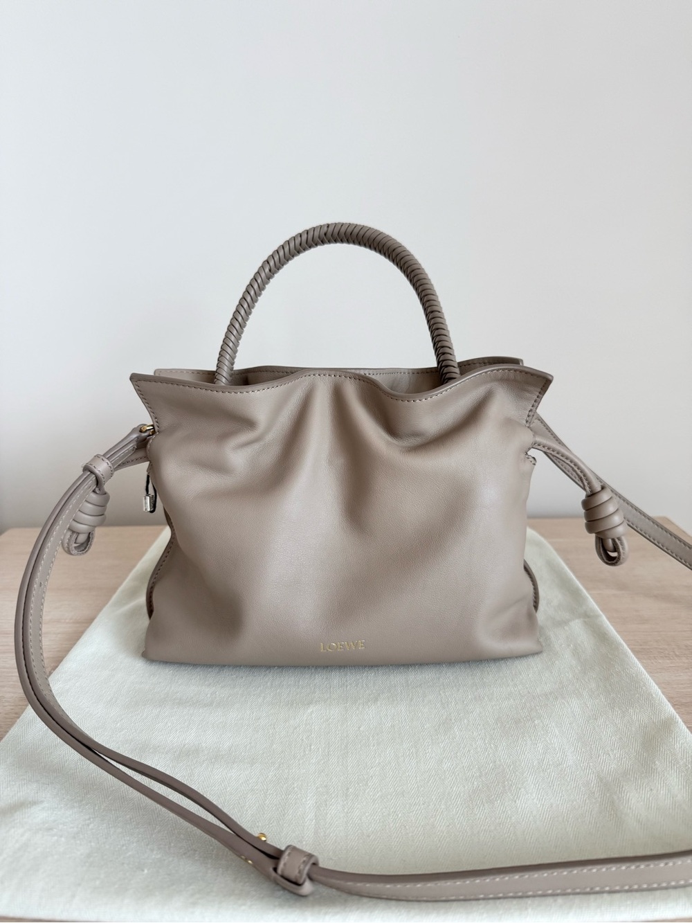 Loewe Mini Flamenco clutch in Sand